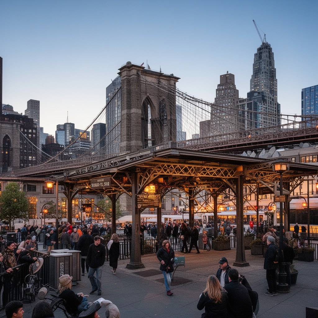 AI-generated illustration of Brooklyn Bridge–City Hall
