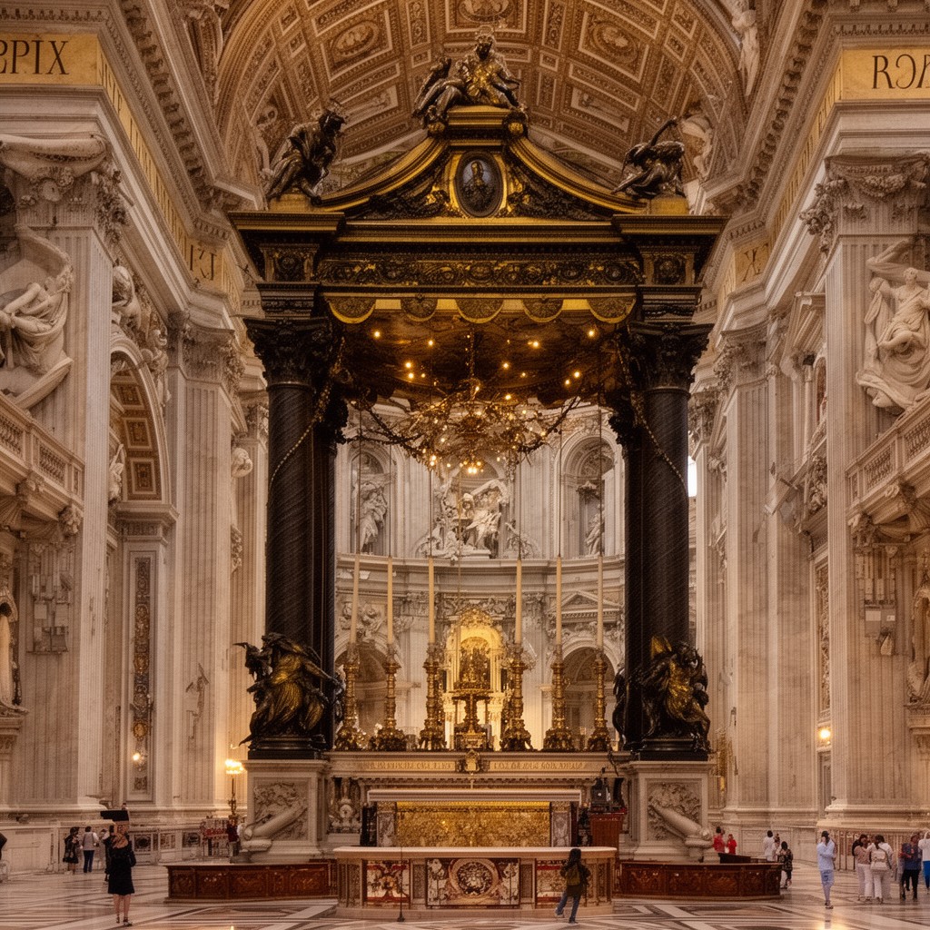 AI-generated illustration of Baldachin of St. Peter's (Bernini)