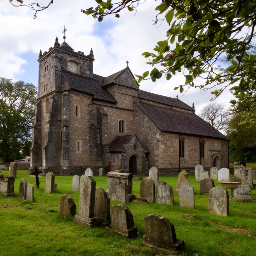 AI-generated illustration of Holy Cross Church, Binsted
