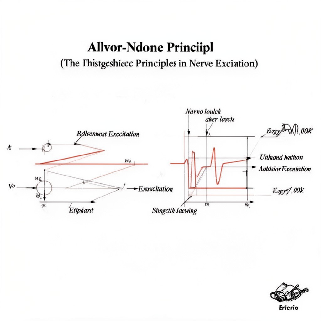 AI-generated illustration of all-or-none principle in nerve excitation