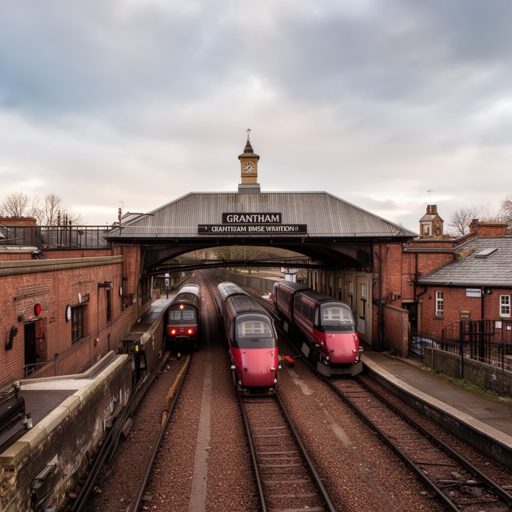 AI-generated illustration of Grantham railway station