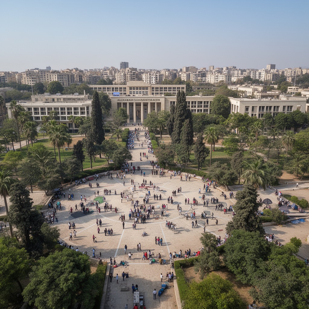 AI-generated illustration of Alexandria main campus