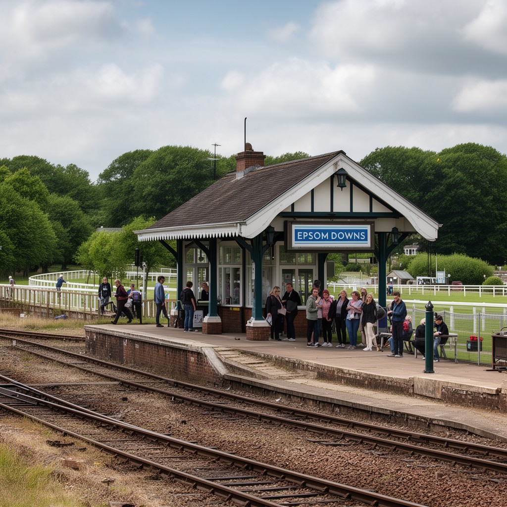 AI-generated illustration of Epsom Downs railway station