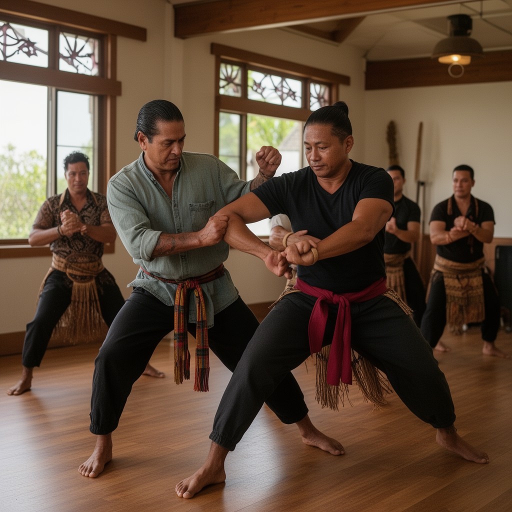AI-generated illustration of lua (Hawaiian martial art)