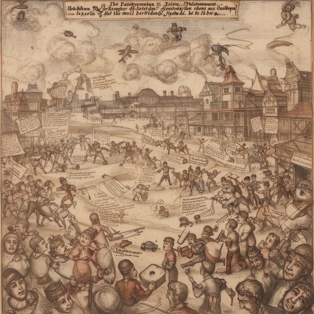 AI-generated illustration of Presbyterian–Independent conflict