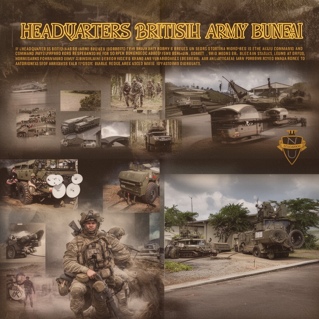 AI-generated illustration of Headquarters British Army Brunei (elements)