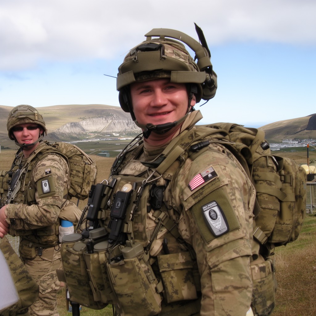 AI-generated illustration of Headquarters British Army Falkland Islands (elements)