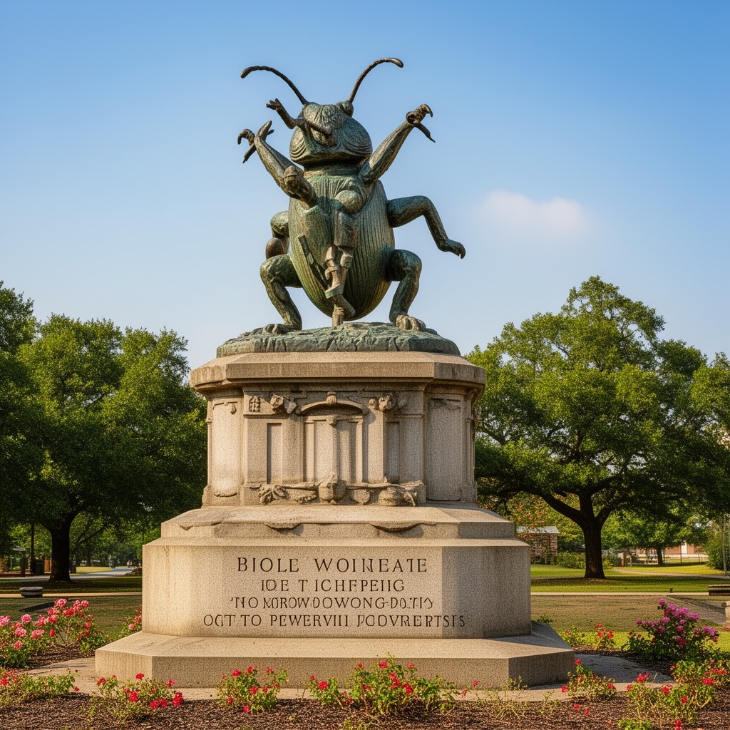 AI-generated illustration of Boll Weevil Monument