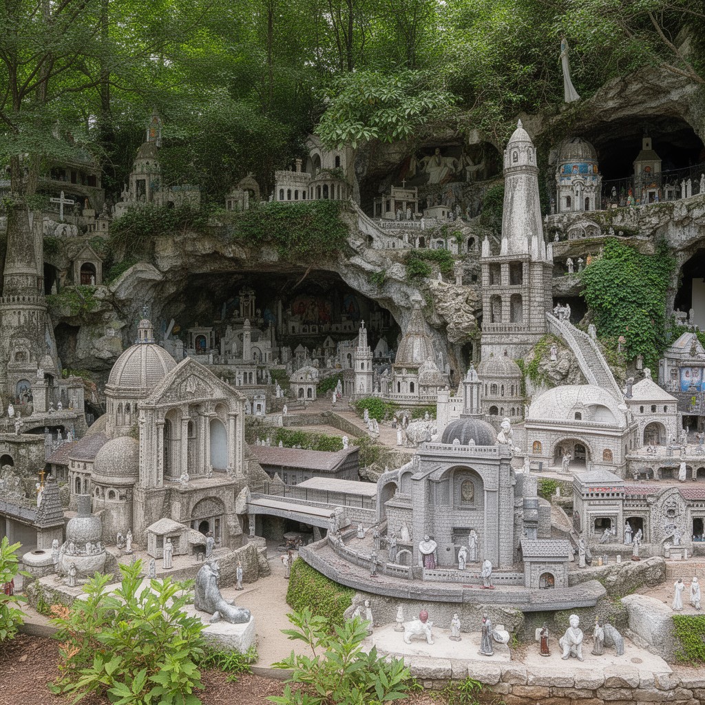 AI-generated illustration of Ave Maria Grotto