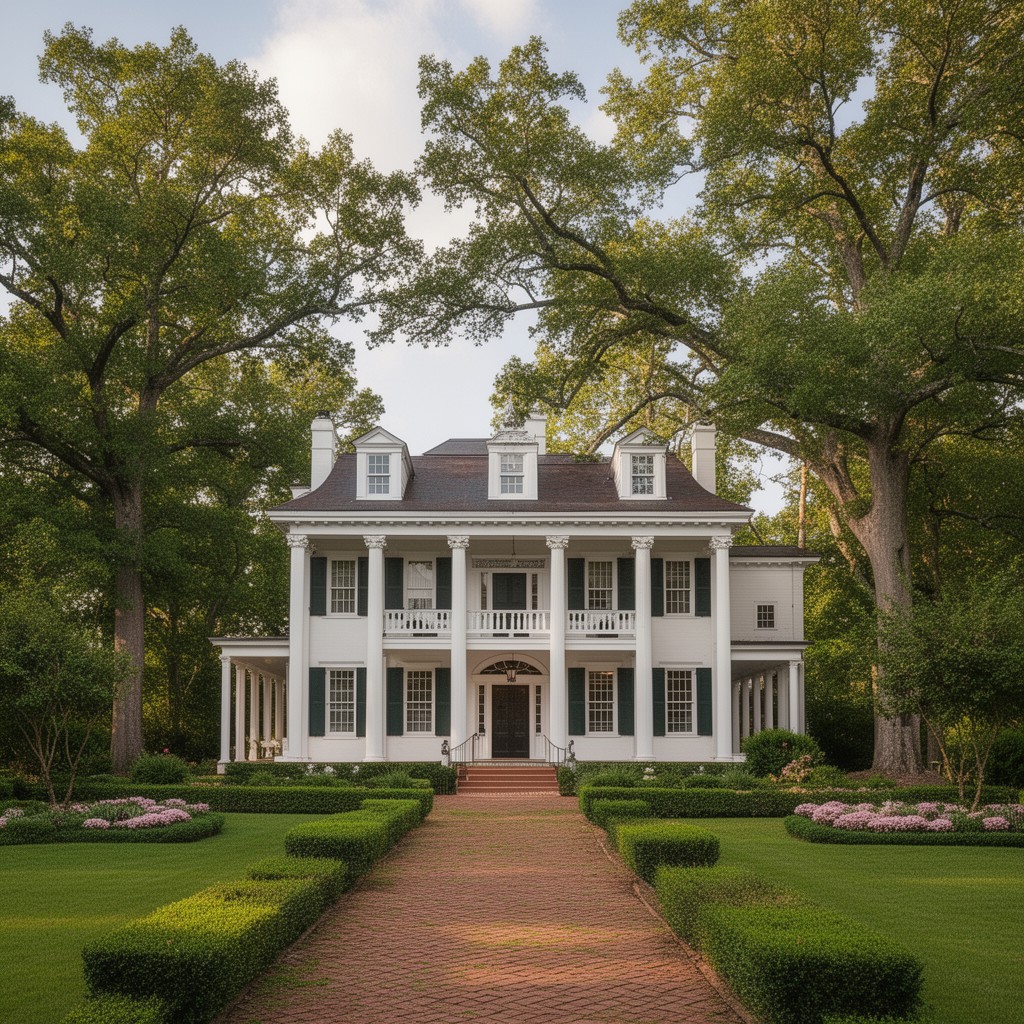 AI-generated illustration of Arlington Antebellum Home and Gardens
