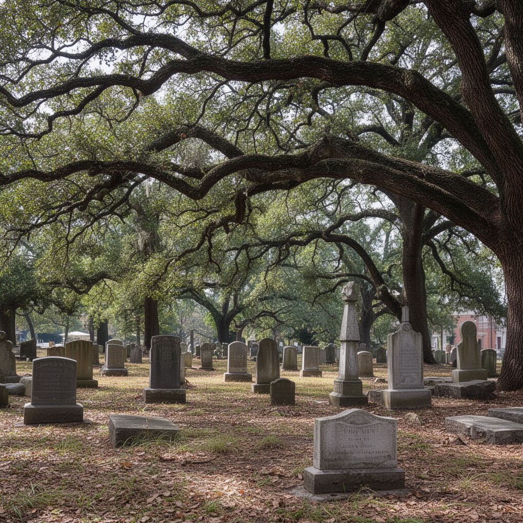 AI-generated illustration of Old Live Oak Cemetery