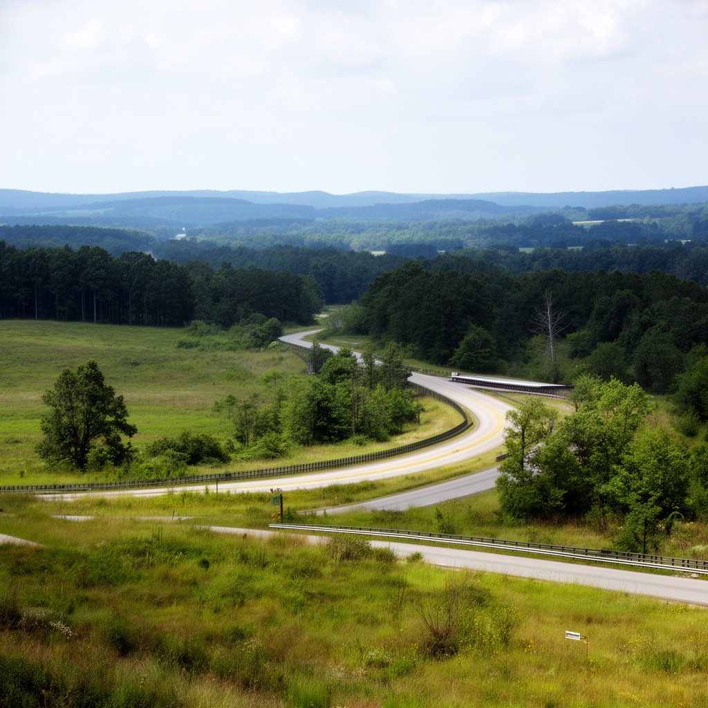 AI-generated illustration of Natchez Trace Parkway segment