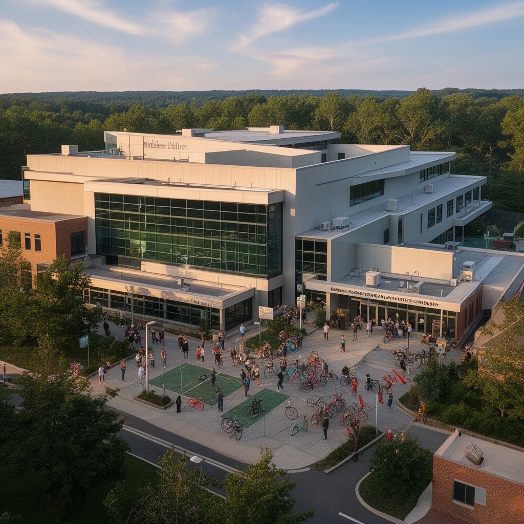 AI-generated illustration of Babson Recreation and Athletics Complex