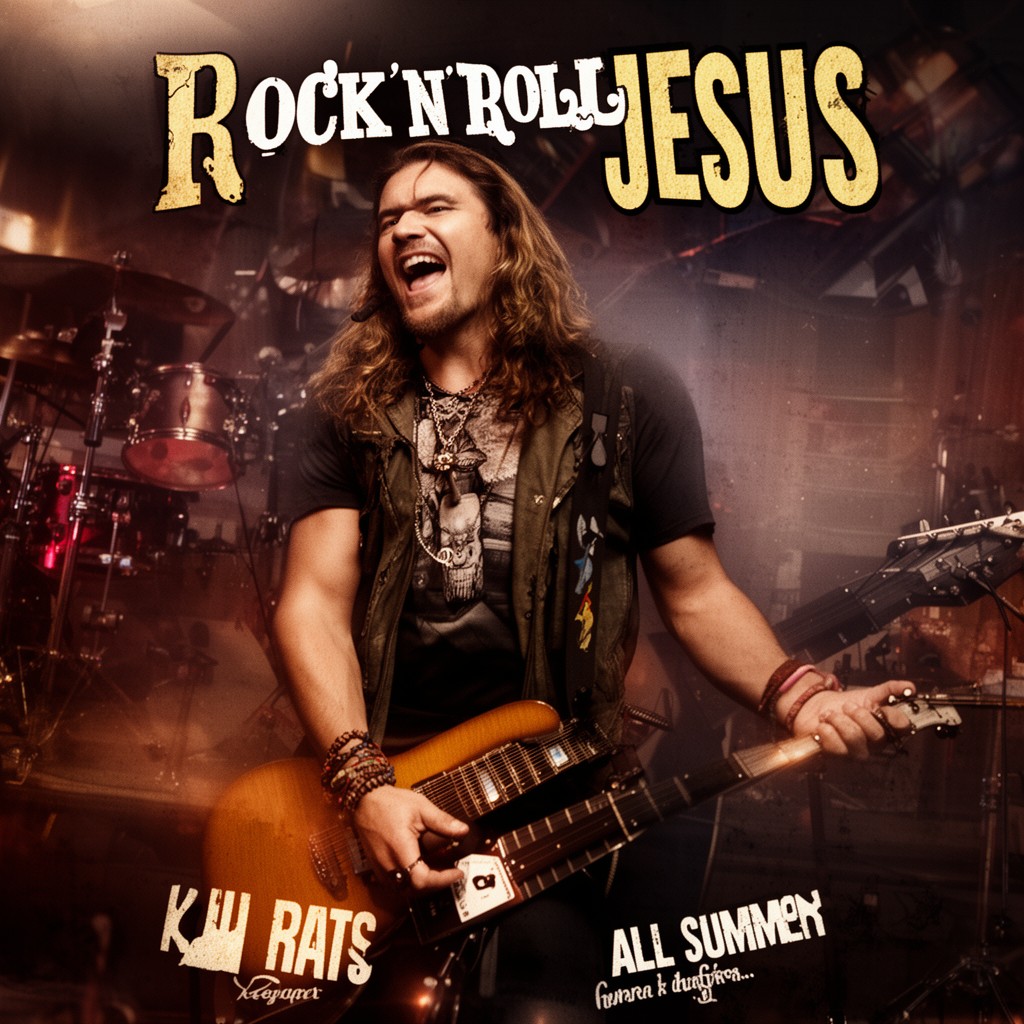 AI-generated illustration of Rock n Roll Jesus