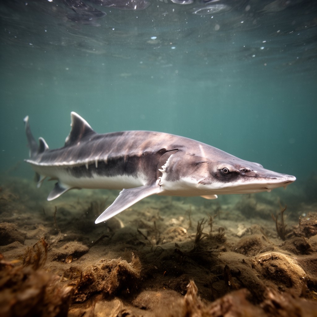 AI-generated illustration of Amur sturgeon