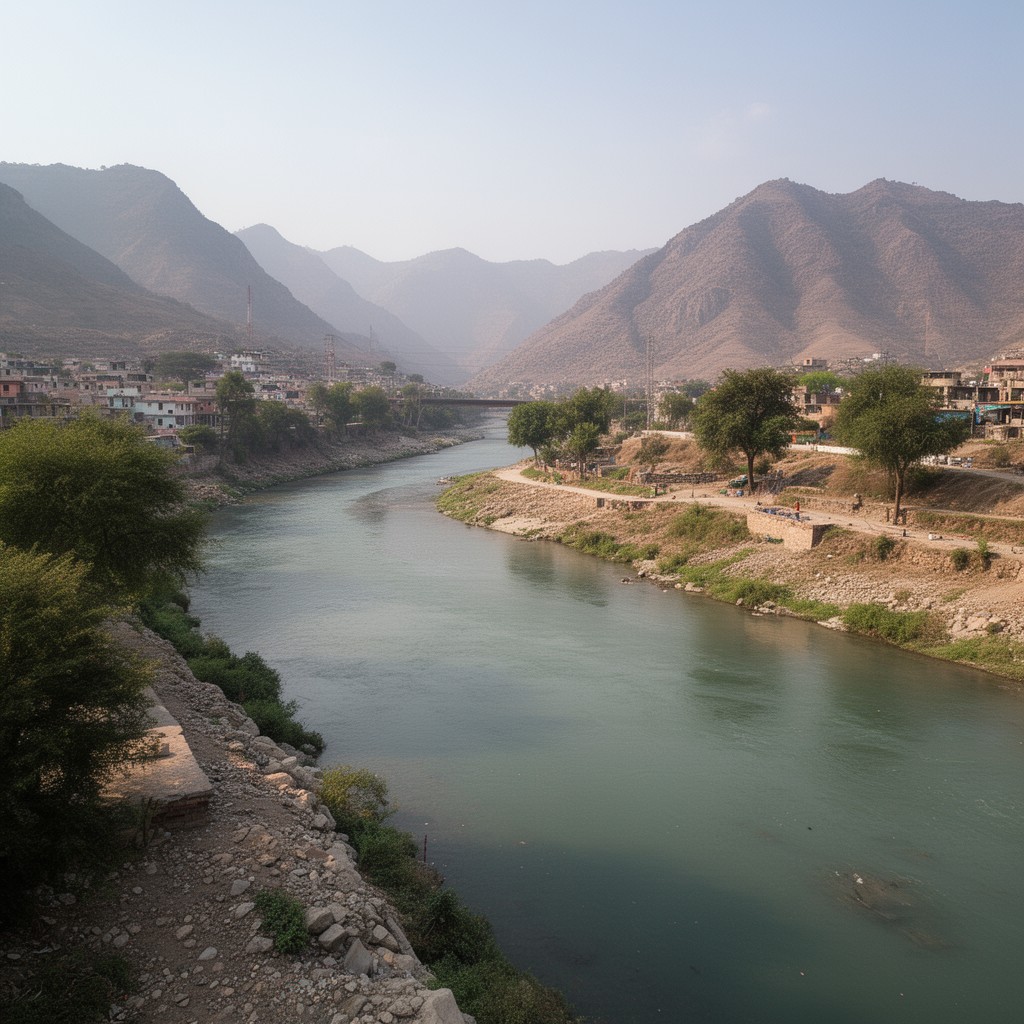 AI-generated illustration of Ravi River (confluence in Pakistan before joining Indus)