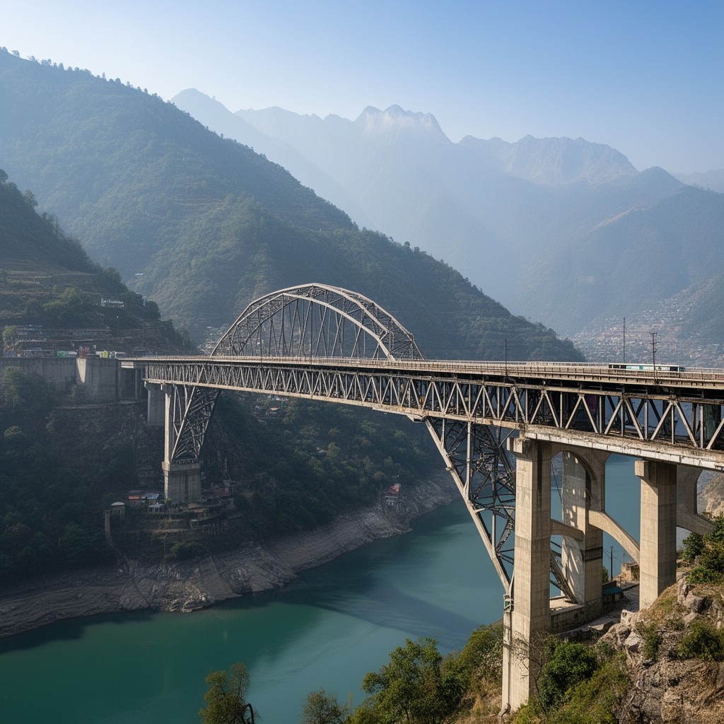 AI-generated illustration of Chenab Rail Bridge