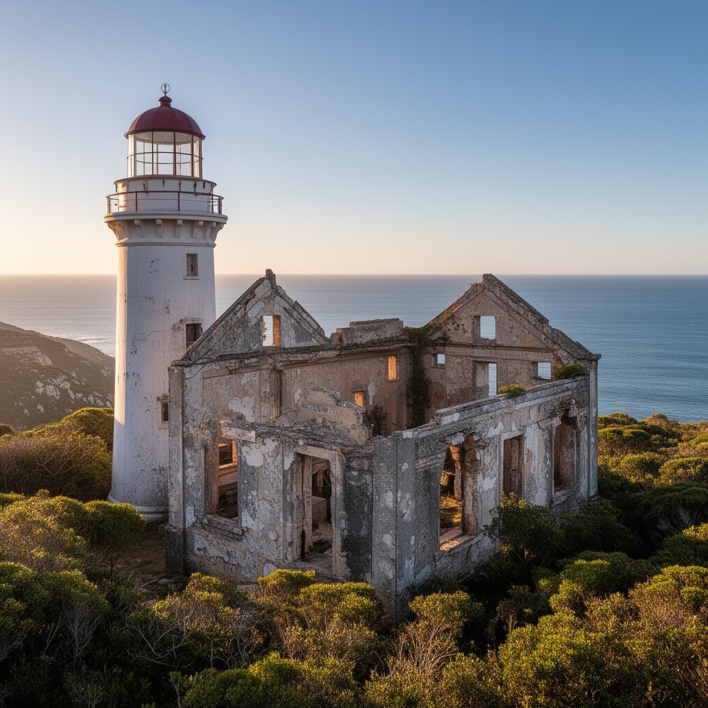 AI-generated illustration of Cape St George Lighthouse ruins