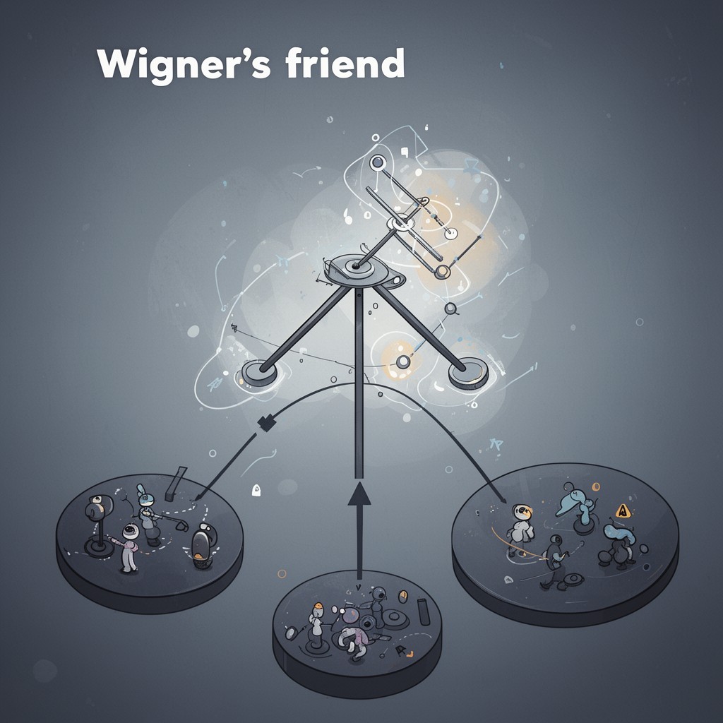 AI-generated illustration of Wigner’s friend thought experiment