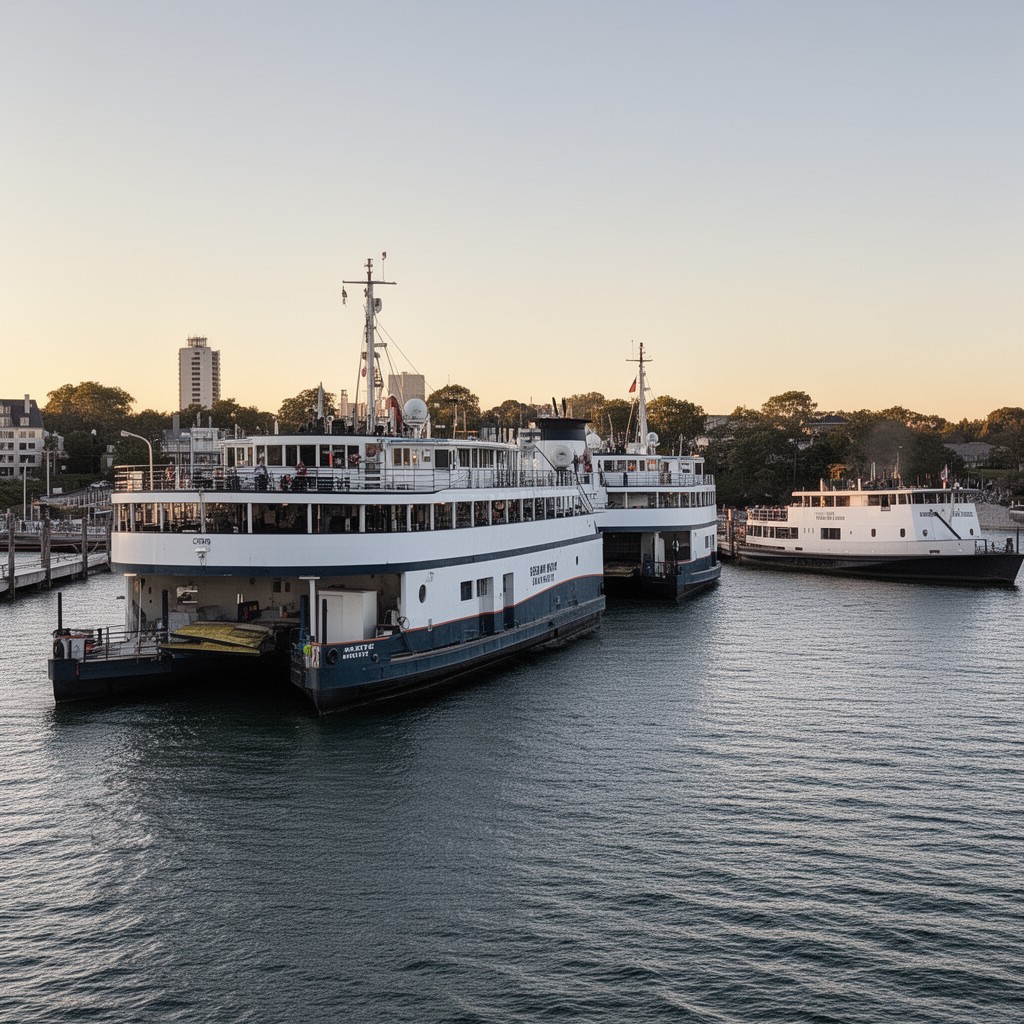 AI-generated illustration of Steamship Authority ferries
