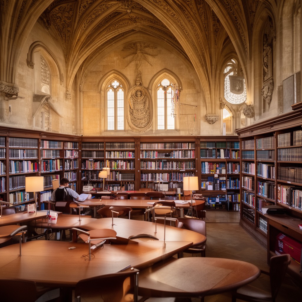 AI-generated illustration of Pembroke College Library