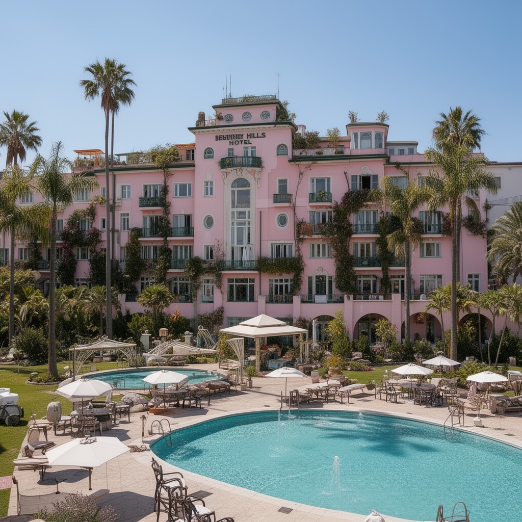 AI-generated illustration of Beverly Hills Hotel