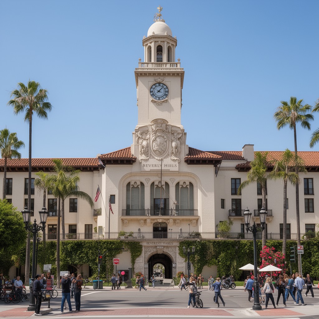 AI-generated illustration of City Hall of Beverly Hills