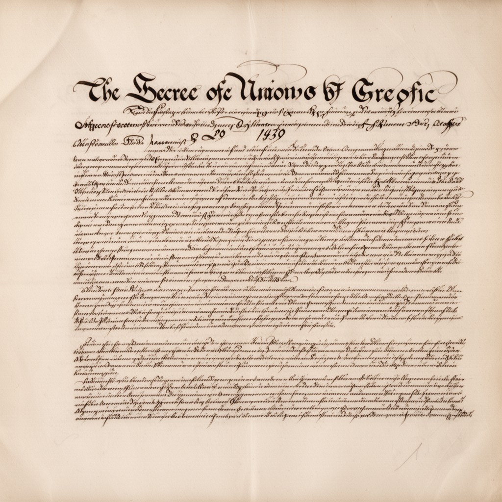 AI-generated illustration of Decree of Union with the Greeks