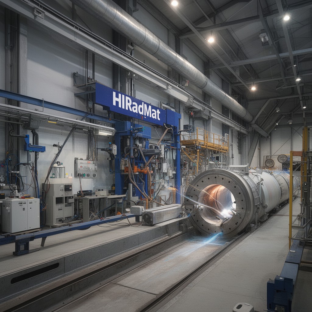 AI-generated illustration of CERN HiRadMat facility