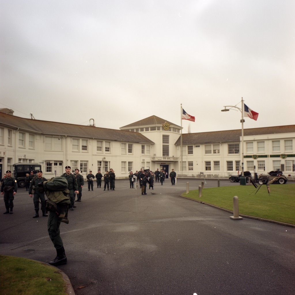 AI-generated illustration of Commando Training Centre Royal Marines, Lympstone