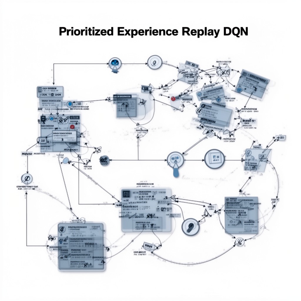 AI-generated illustration of Prioritized Experience Replay DQN