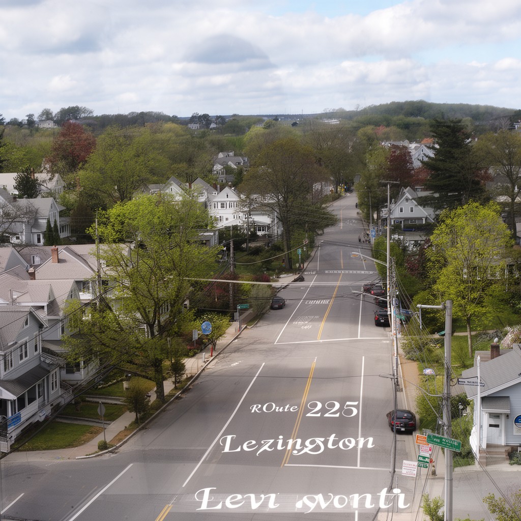 AI-generated illustration of Route 225 in Lexington, Massachusetts