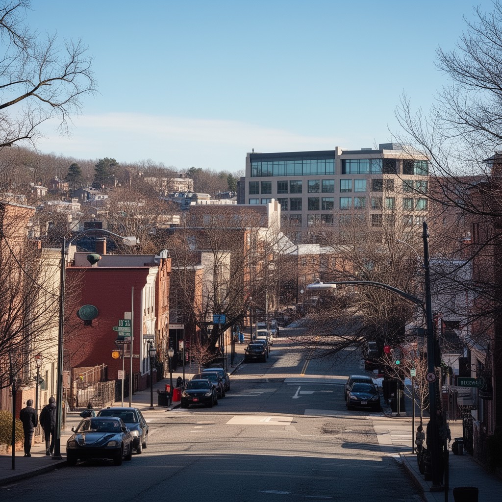 AI-generated illustration of Winter Street in Waltham, Massachusetts