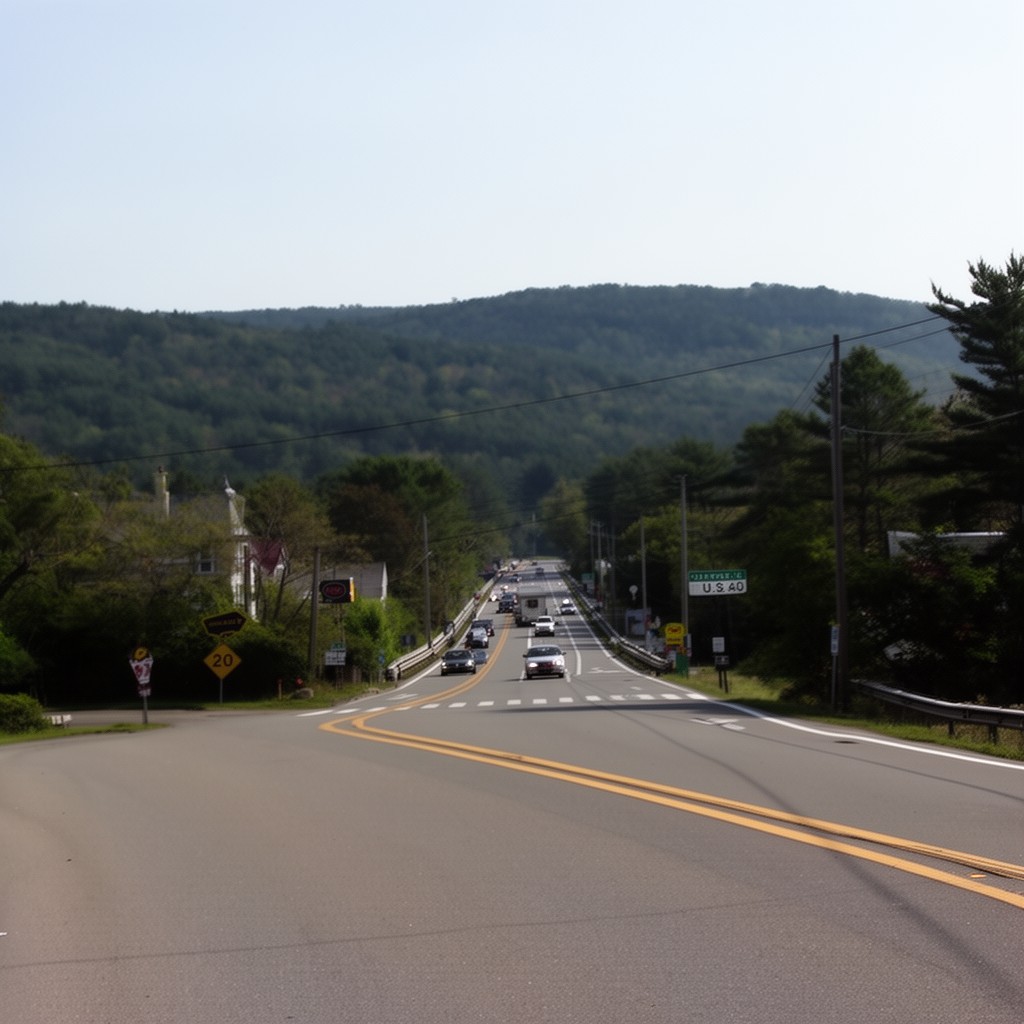AI-generated illustration of U.S. Route 20 in Massachusetts