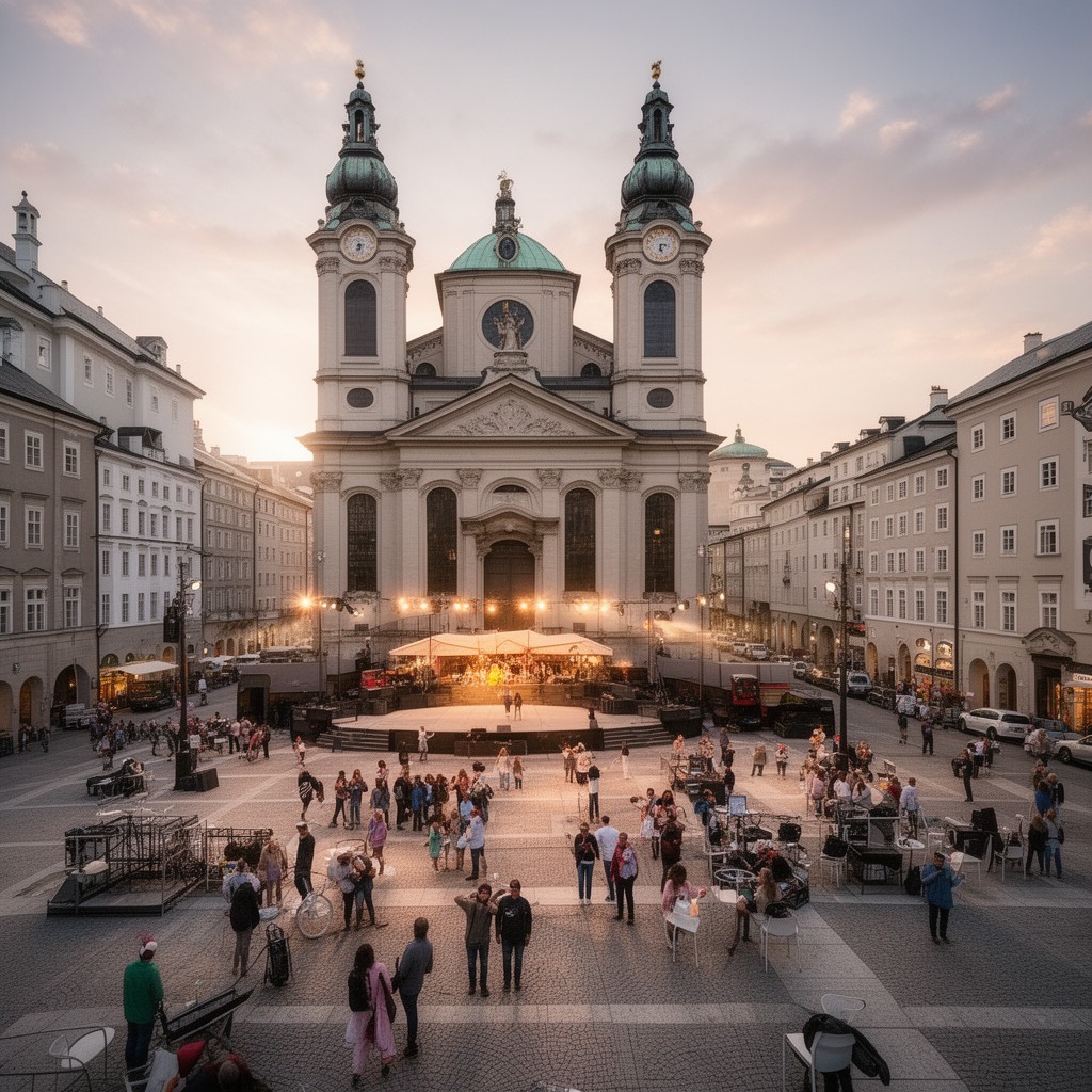 AI-generated illustration of Salzburg Cathedral Square