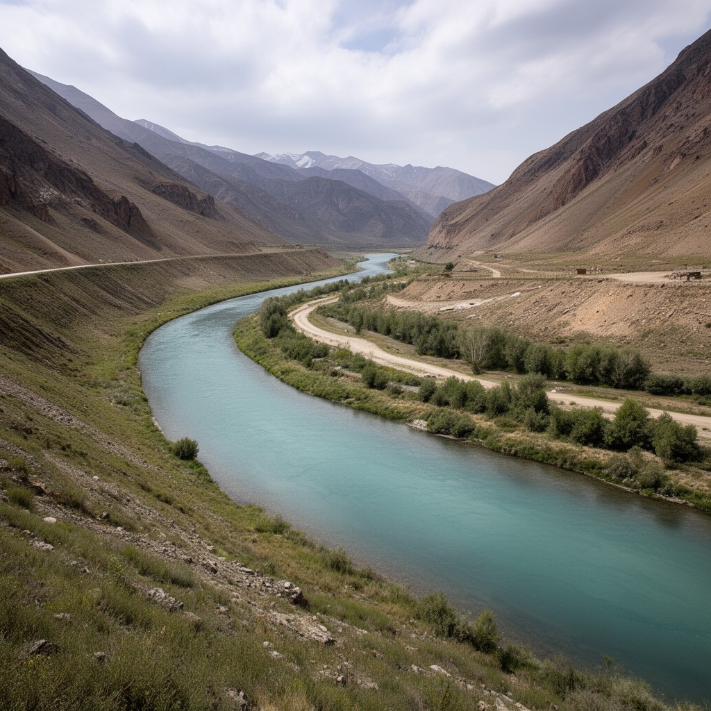 AI-generated illustration of Panj River