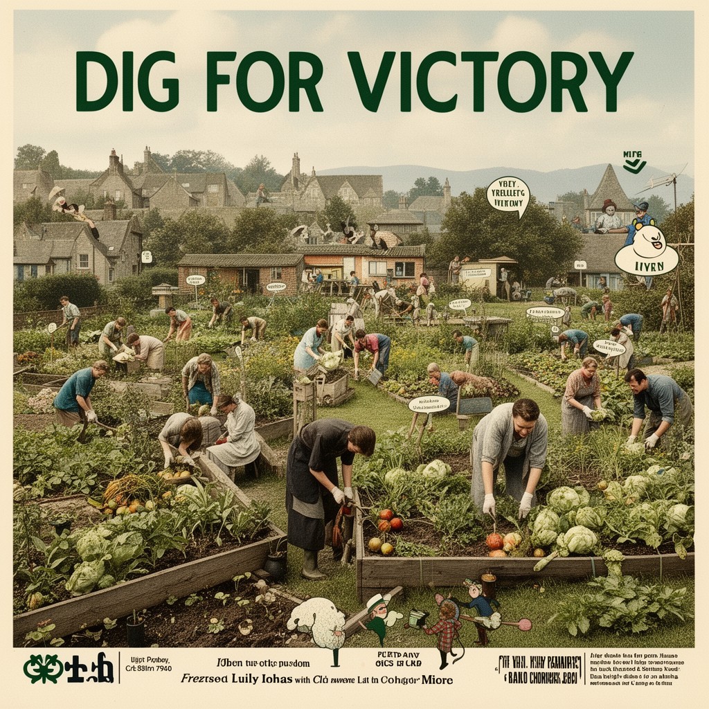 AI-generated illustration of Dig for Victory campaign