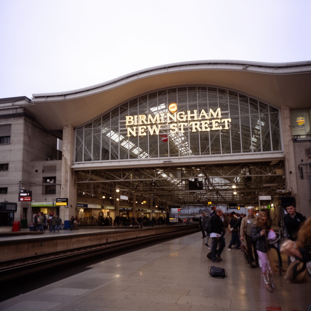 AI-generated illustration of Birmingham New Street