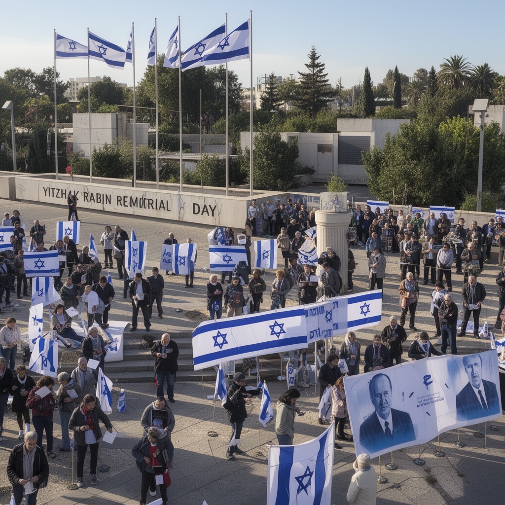 AI-generated illustration of Yitzhak Rabin Memorial Day