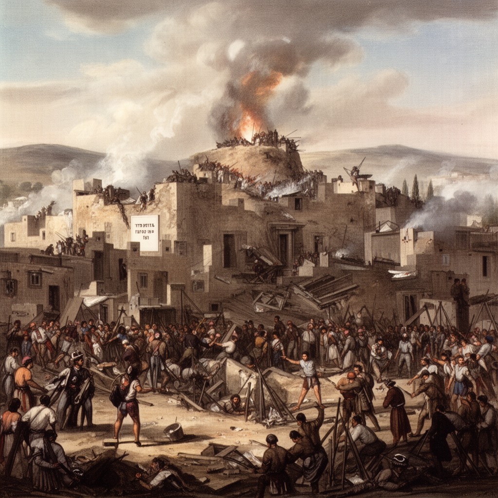 AI-generated illustration of siege and fall of Tripolitsa in 1821