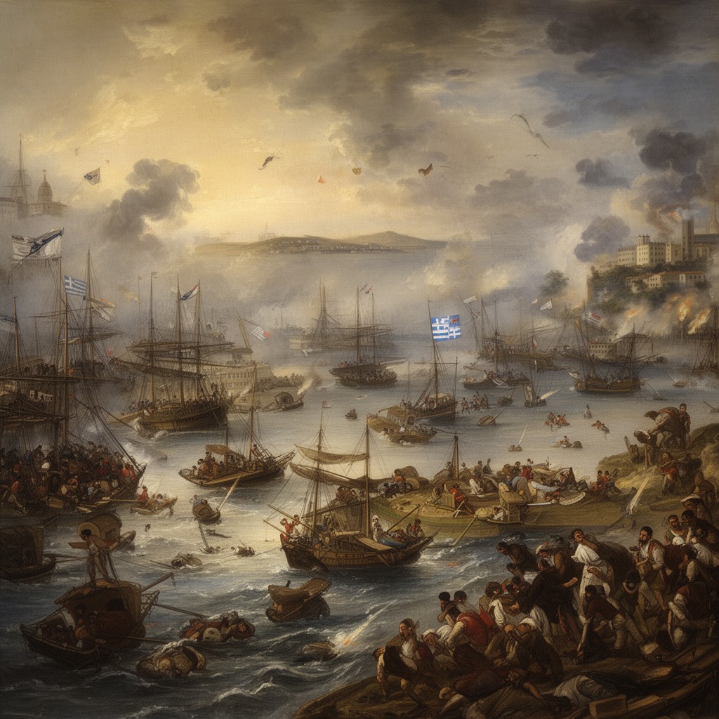 AI-generated illustration of Battle of Navarino in 1827