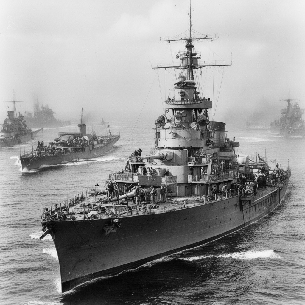 AI-generated illustration of USS Pensacola (CA-24)