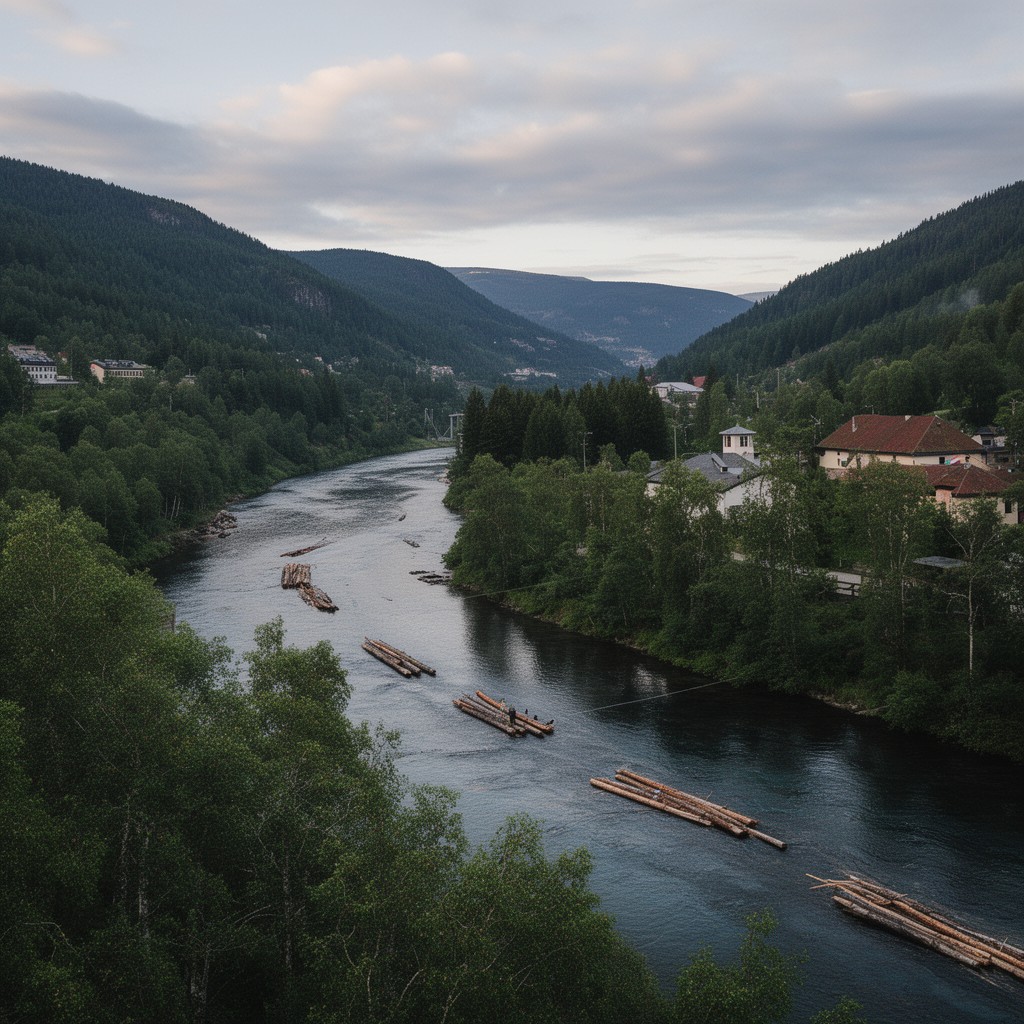 AI-generated illustration of Drammenselva