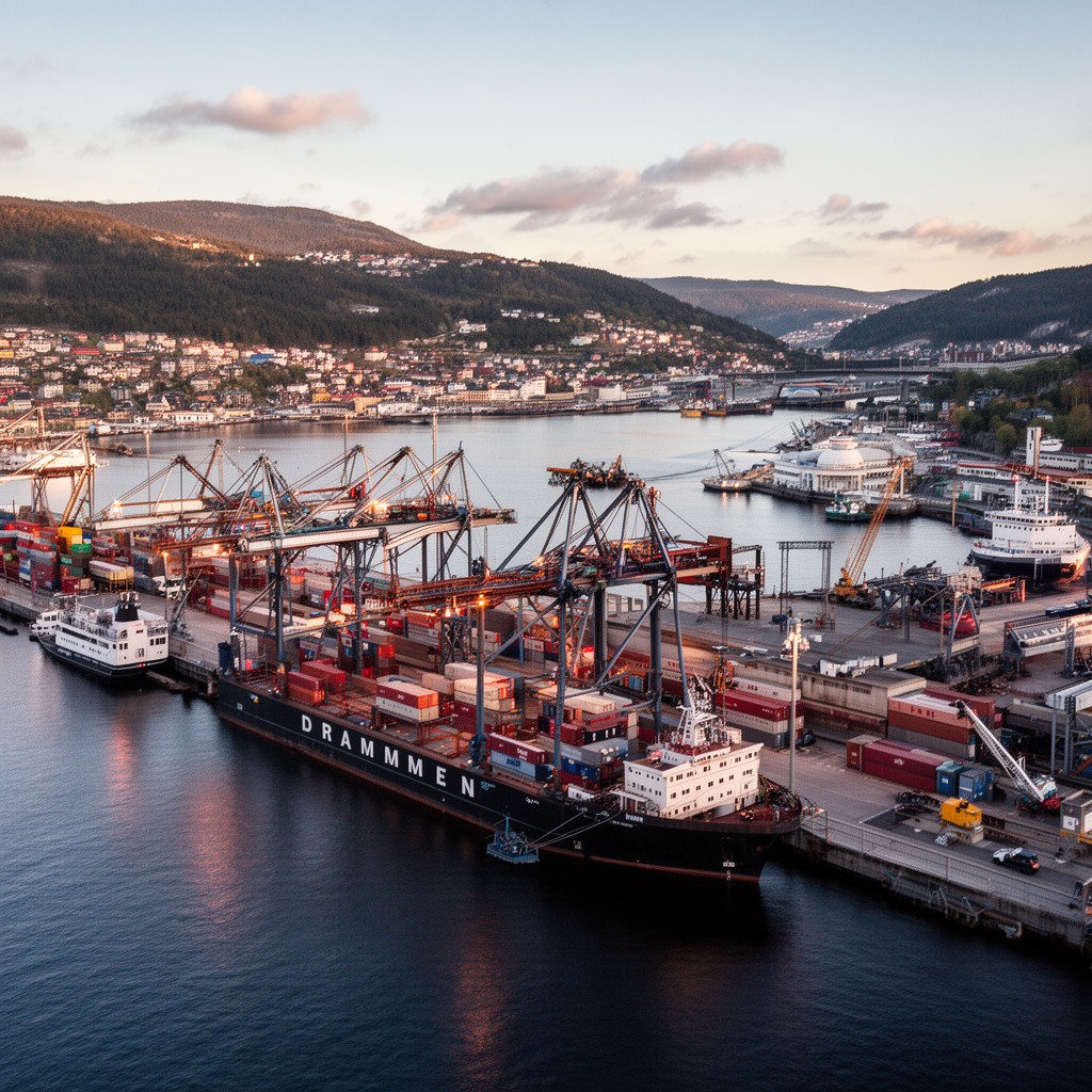 AI-generated illustration of Port of Drammen