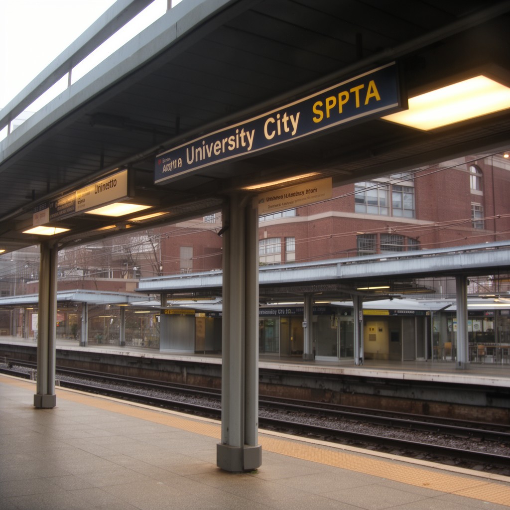 AI-generated illustration of University City station