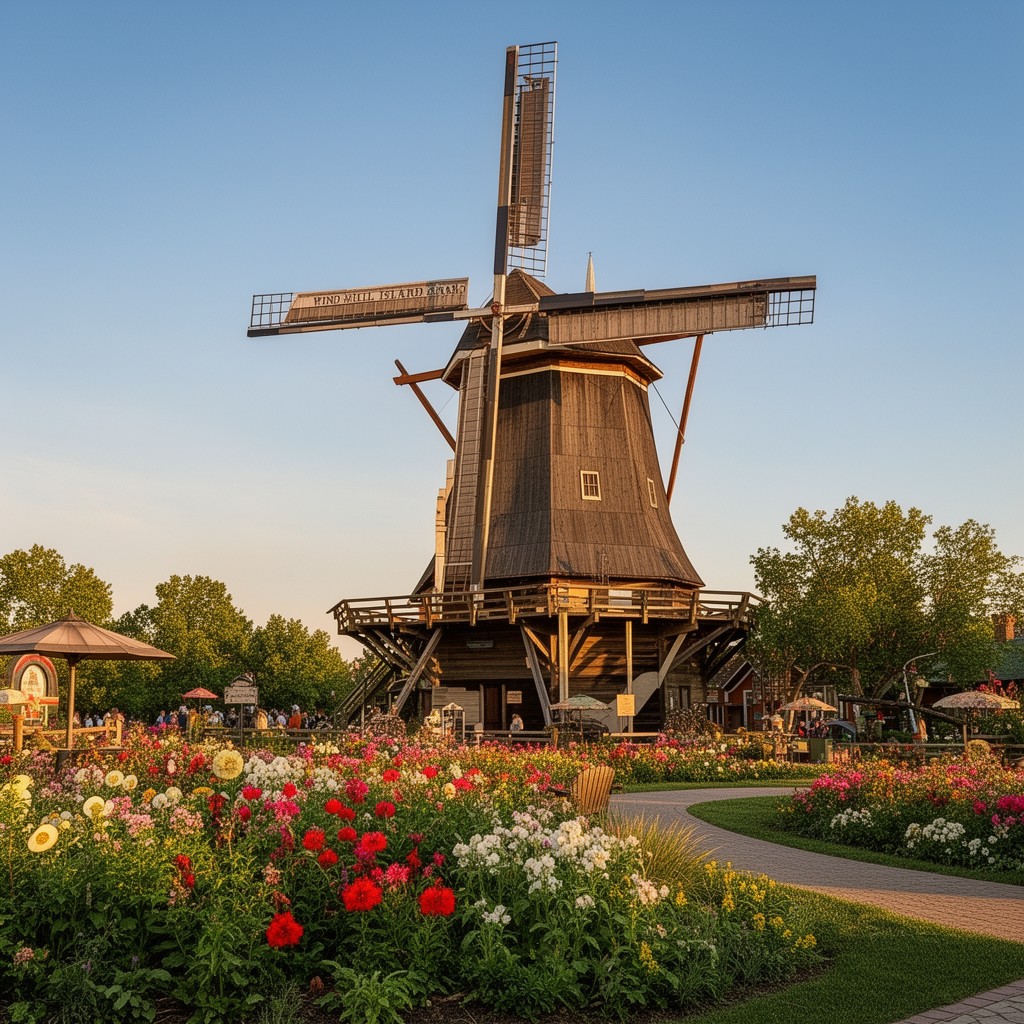 AI-generated illustration of Windmill Island Gardens