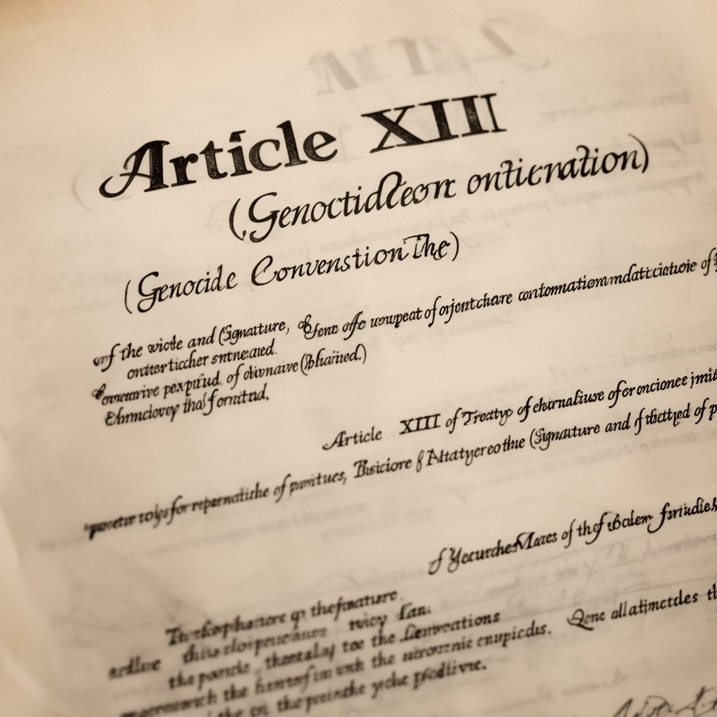 AI-generated illustration of Article XIII (Genocide Convention)