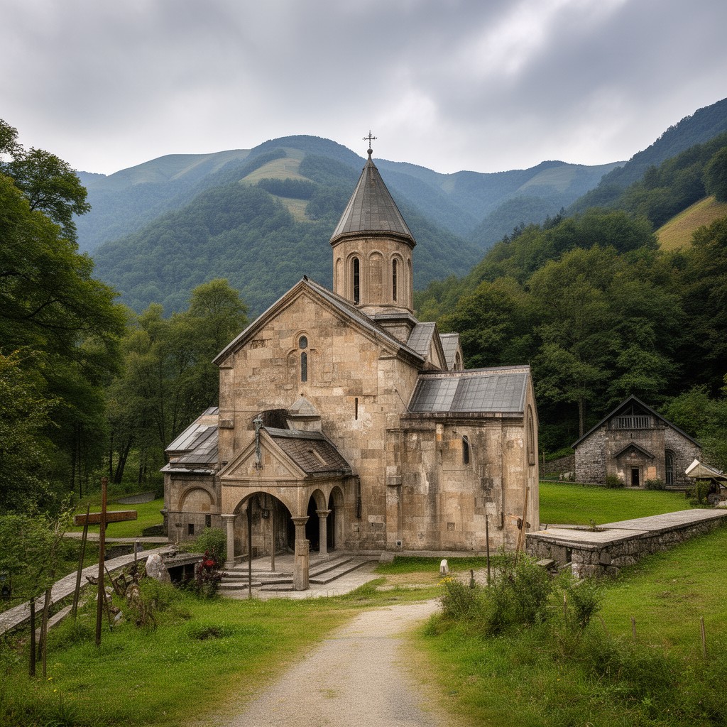 AI-generated illustration of Martvili Monastery