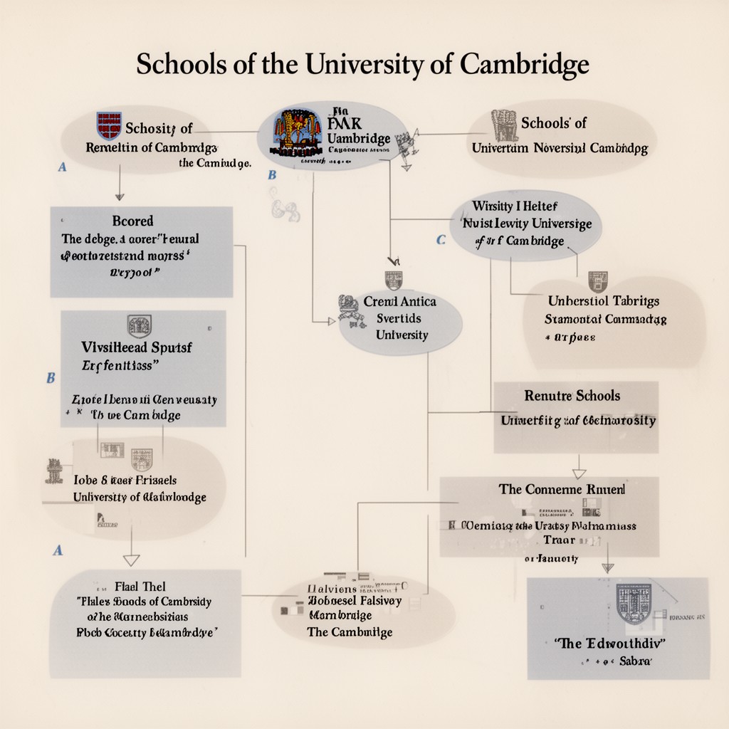 AI-generated illustration of Schools of the University of Cambridge