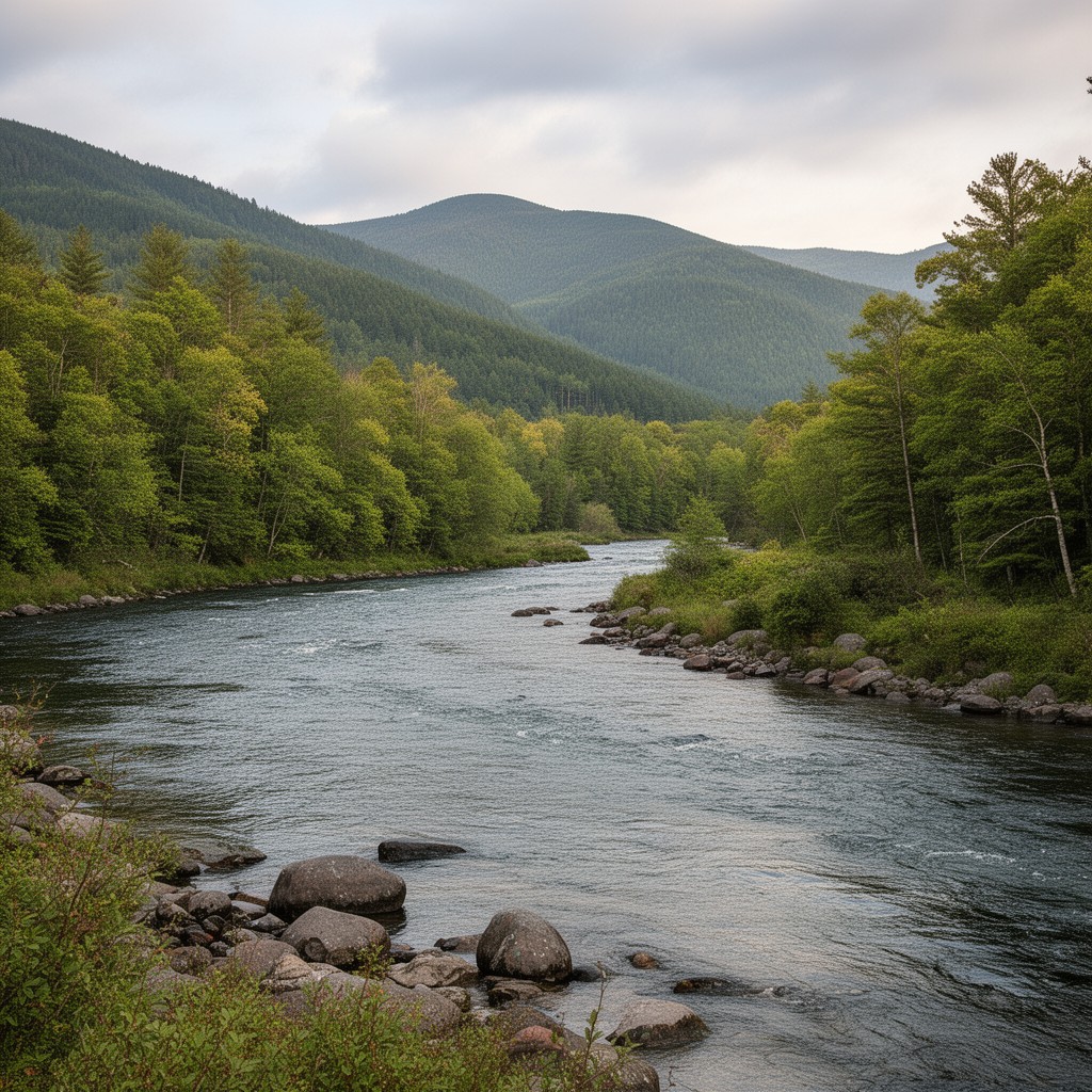 AI-generated illustration of Saco River